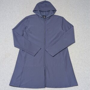 Eileen Fisher Viscose Stretch Hooded Long Jacket Women's Small Full Zip